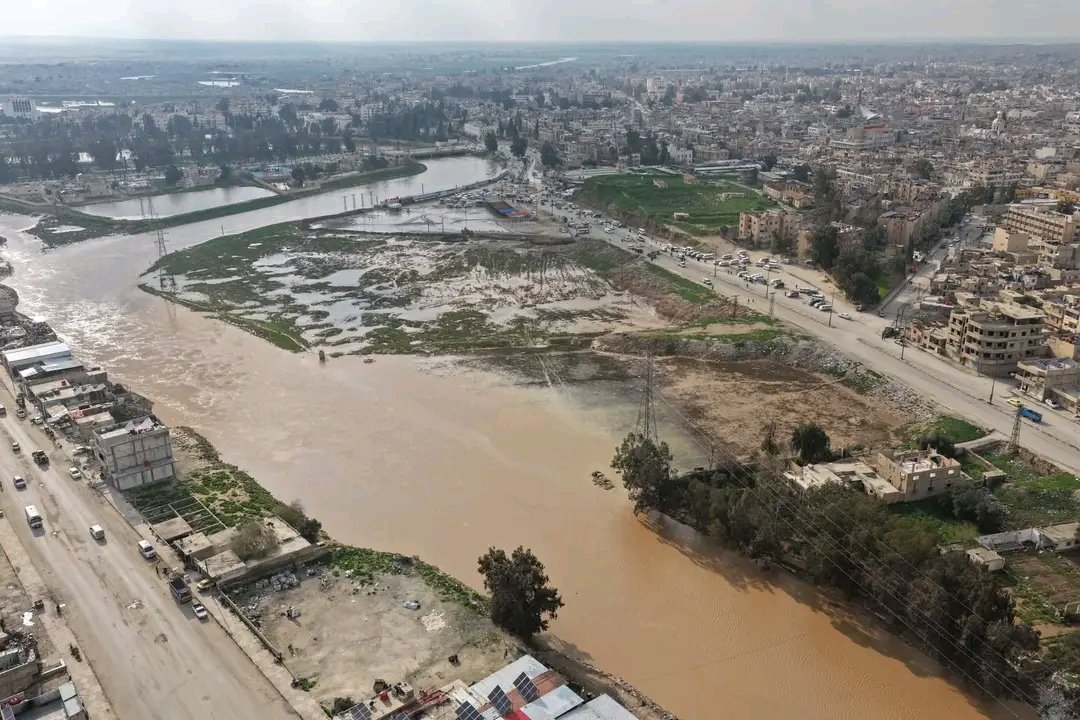 Flooding of the Khabur River inundates southern neighborhoods of Al-Hasakah